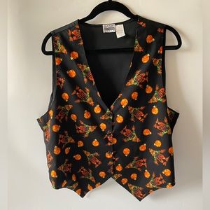 Vintage Halloween Vest Pumpkin Basic Editions 100% Cotton Size 20